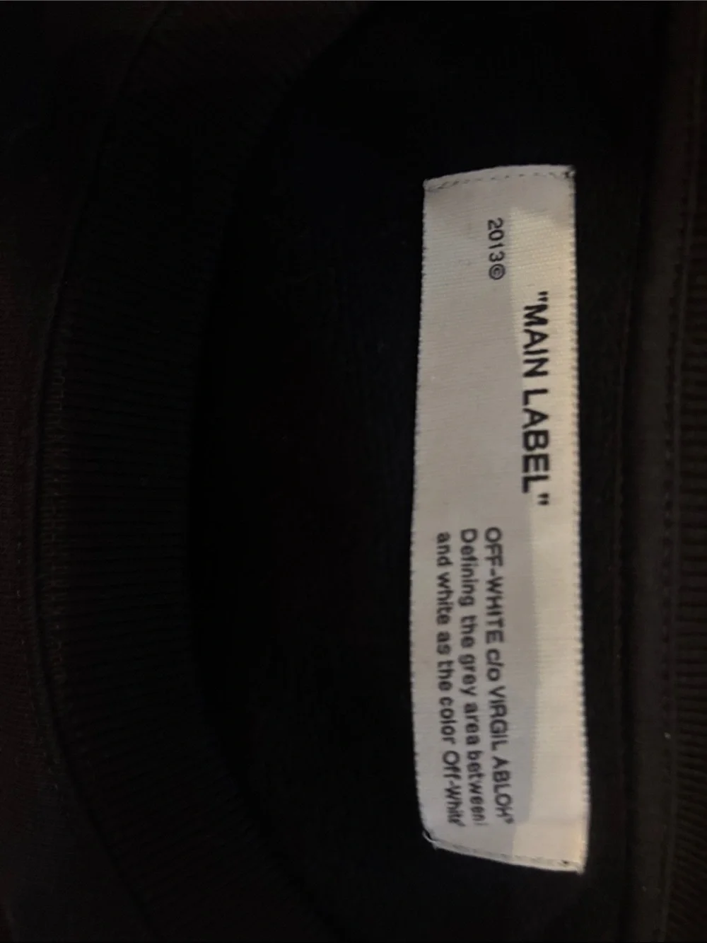 Off-White Black Crewneck with Beige Tape Chevron Details